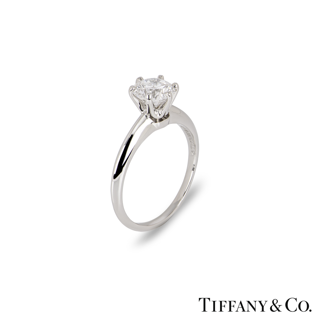 Tiffany & Co. Platinum Round Brilliant Cut Diamond Setting Ring 1.11ct D/VS1 XXX